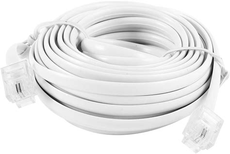 Uxcell Rj11 6p4c Male Phone Extension Cable Cord Lead 6m 20 Feet 2 Pieces White