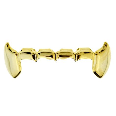 14k Gold Plated Slim Bar Bottom Vampire Fangs Grillz