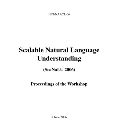 Proceedings Of The Third Workshop On Scalable Natural Language