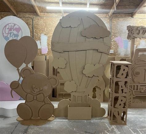 Baby Shower Gender Reveal Mdf Sailboard Backdrop Full Set Up Hot Air Balloon Set Create N Cut