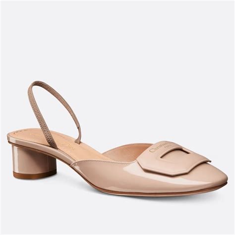 Replica Dior Day Slingback Pumps Mm In Nude Patent Calfskin