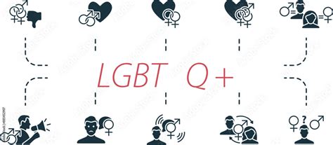 LGBTQ Plus Icons Set Creative Icons Biphobia Gay Lesbian Bisexual Cisgender Coming Out