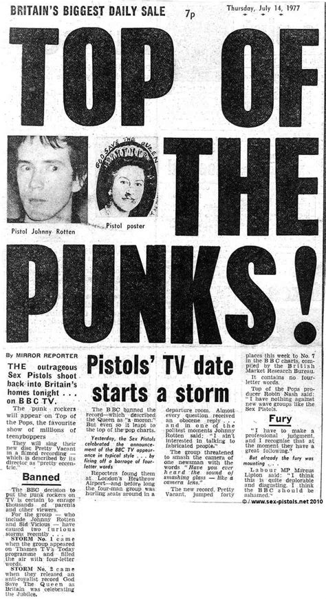 God Save The Sex Pistols Pretty Vacant Press Cuttings Page Three