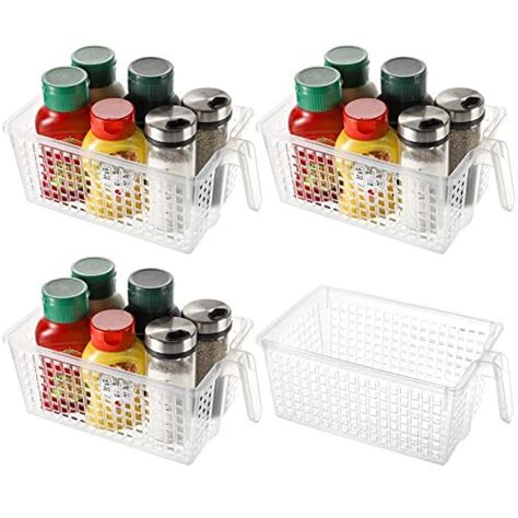 Pack Plastic Storage Bins With Handle Bpa Free Kitchen Pantry