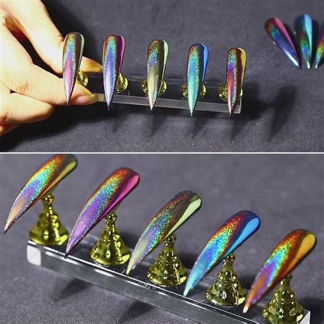 0 2g Peacock Holographic Chameleon Nail Powder Mirror Nail Art Chrome