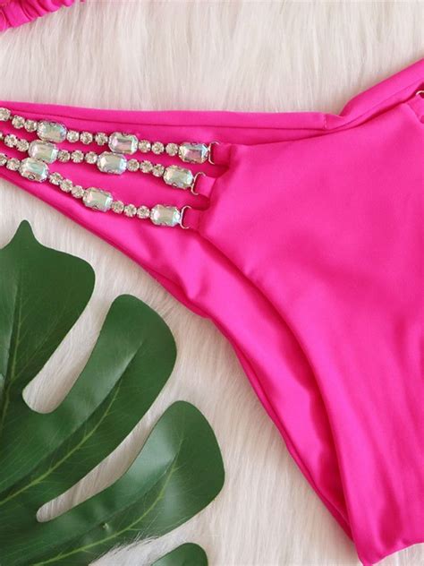Emmiol Kostenloser Versand Neckholder Bikini Set Mit Strass Dekor Rote Beete Lila M Von
