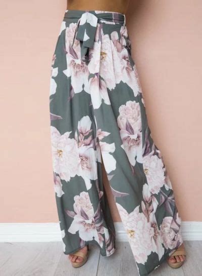 Fashion High Waist Floral Wide Leg Pants Pants Women