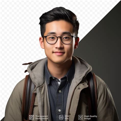 Premium Psd A Man Wearing Glasses And A Jacket With A Picture Of A