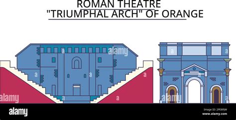 France Orange Tourism Landmarks Vector City Travel Illustration Stock