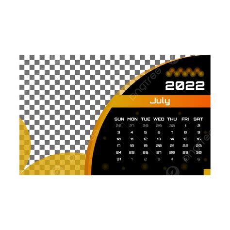 Calendar July 2022 Design In Yellow And Using Modern Font Calendar