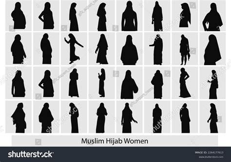Hijab Woman Silhouette Black Silhouette Hijab Stock Vector Royalty