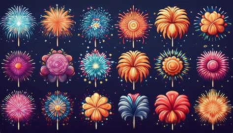 Pixelated Fireworks Variety Pack 16bit Pixel Art Set Of Festive
