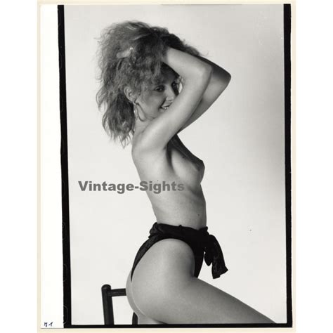Artistic Erotic Study Topless Longhaired Blonde Holds Up Her Hair Vintage XL Photo France 30 X