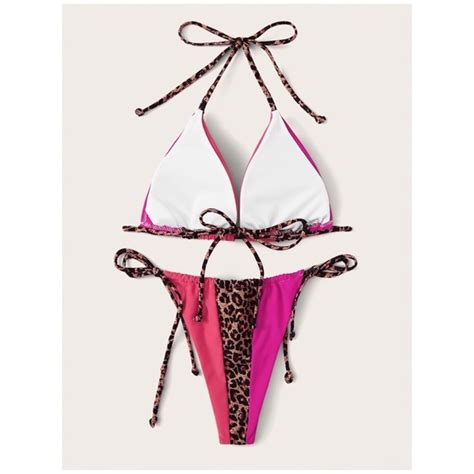 Swim Neon Bright Leopard Triangle String Bikini Pc Poshmark
