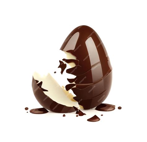 Premium Photo Chocolate Egg Isolated Broken Open Easter Egg