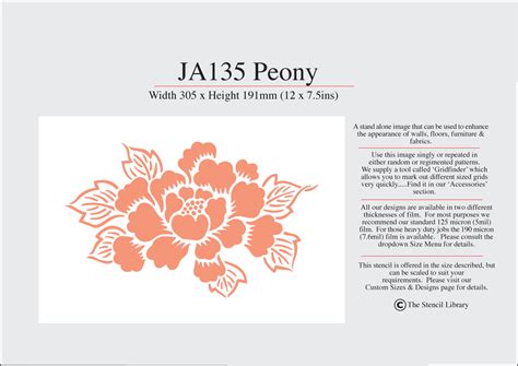 43 Ja135 Peony Stencil Library