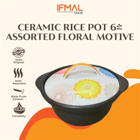 Ceramic Rice Pot 6 Assorted Floral Motive V K Cookware Cooking Pot