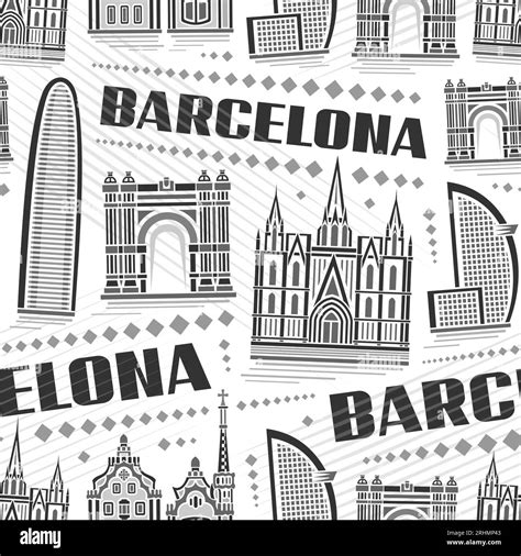 Vector Barcelona Seamless Pattern Square Repeating Background With
