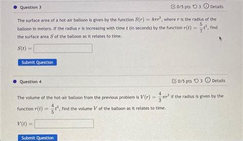 Solved The Surface Area Of A Hot Air Balloon Is Given By The Chegg
