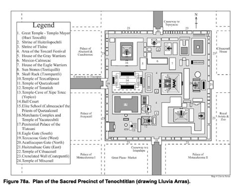 Map Of Sacred Precinct At Tenochtitlan