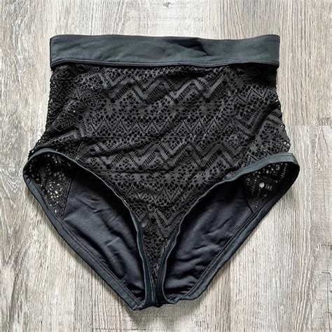 Adore Me Swim Nwt Adore Me Black Lace High Waist Bikini Bottom