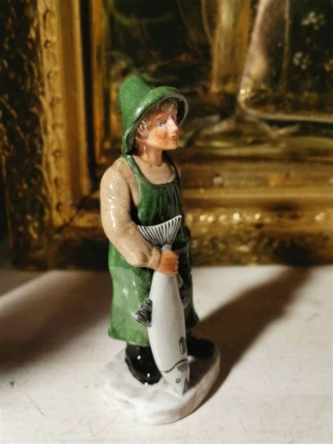 Vintage Porcelain Fisherman Figurine Fisherman Holding Etsy