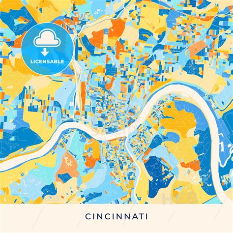 Cincinnati Colorful Map Poster Template Hebstreits