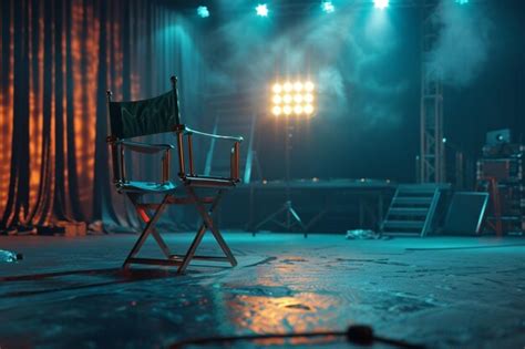 premium photo dramatic lighting illuminating  directors chair