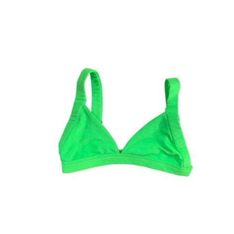 Frankies Bikinis Georgia Ribbed Bralette Bikini Top In Green Glow Ebay