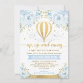 Up Up And Away Hot Air Balloon Boy Baby Shower Invitation Zazzle