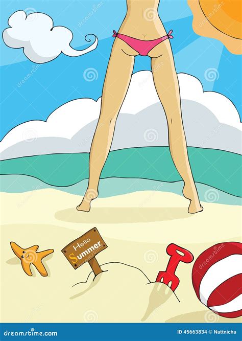 Frau Im Bikini Vektor Abbildung Illustration Von Blau 45663834