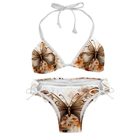 Butterfly Fission Diagram Detachable Sponge Adjustable Strap Bikini Set Swimsuit Two Pack