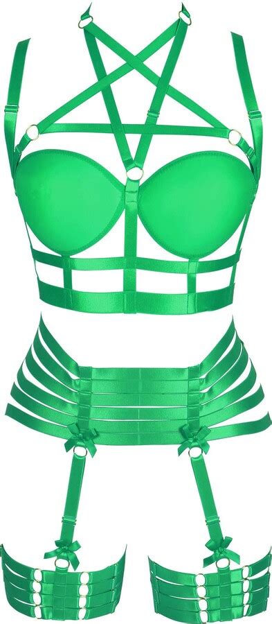 Body Cage Women S Full Body Harness Bra Lingerie Cage Set Punk Gothic Garter Belt Plus Size