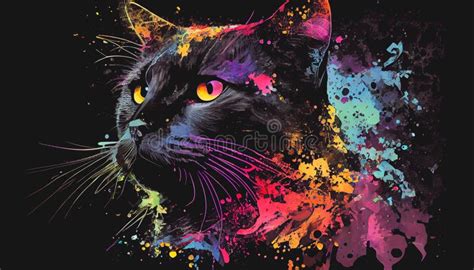 Colourful Cat Art Wallpaper Stock Illustration Illustration Of