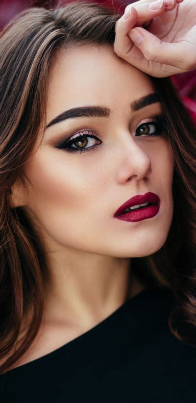 Women Model Lipstick Brunette X Phone HD Wallpaper