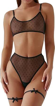 Newbull Women Lingerie Set See Through Sexy Mesh Bra Sheer Wireless Unlined Brassiere Breathable