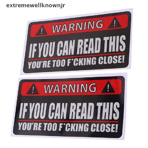 Ersg 2pcs Warning Car Sticker If You Can Read This Youre Too Close Pvc Funny Decal Shopee