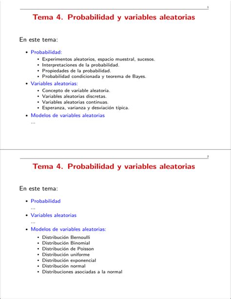 Tema 4 Probabilidad Y Variables Aleatorias Tema 4 Probabilidad Y