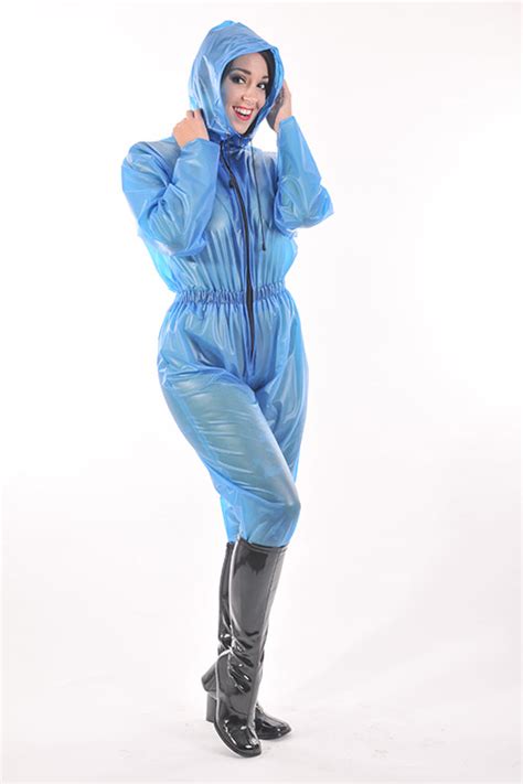 PVC Overall mit Kapuze für Frauen Overalls Catsuits PVC