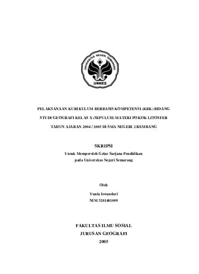 Pelaksanaan Kurikulum Berbasis Kompetensi Bidang Studi Geografi Kelas X