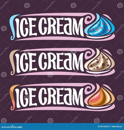 Vector Set Labels For Ice Cream Stock Vector Illustration Of Food