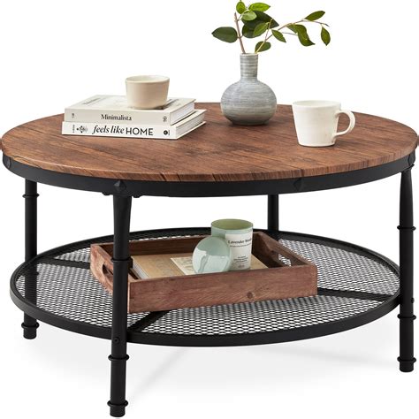 Buy Best Choice Products 2 Tier 355in Round Industrial Coffee Table Rustic Steel Accent Table