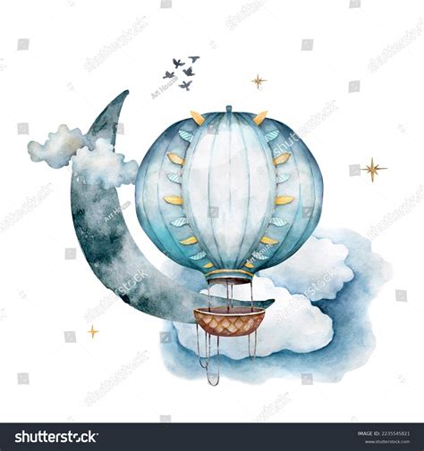 Ship Hot Air Balloon Clouds Under Stock Illustration Shutterstock