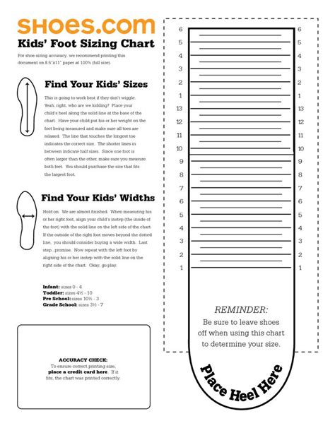 Kids Nike Printable Shoe Size Chart Scope Of Work Template Crochet