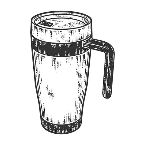 Vaso Para Termo Con Asa Sketch Imitación Tablero Scratch Vector Premium