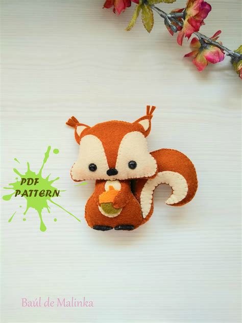 Felt Squirrel Pdf Pattern Svg Woodland Animal Toy Squirrel Etsy