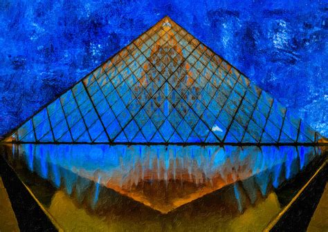 Louvre Pyramid Painting by Lanjee Chee