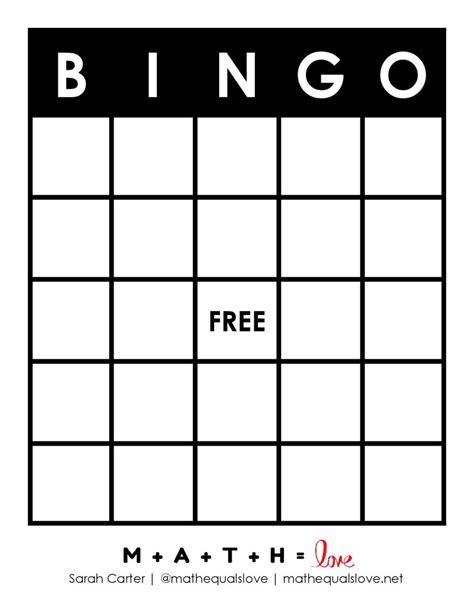 printable blank bingo card template