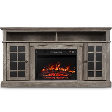 BELLEZE Fireplace TV Stand With Remote Control Console Media Shelves