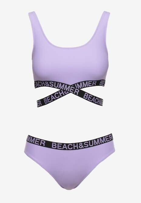 Fioletowe Częściowe Bikini z Ozdobnymi Gumkami Figi i Top Namarie Renee